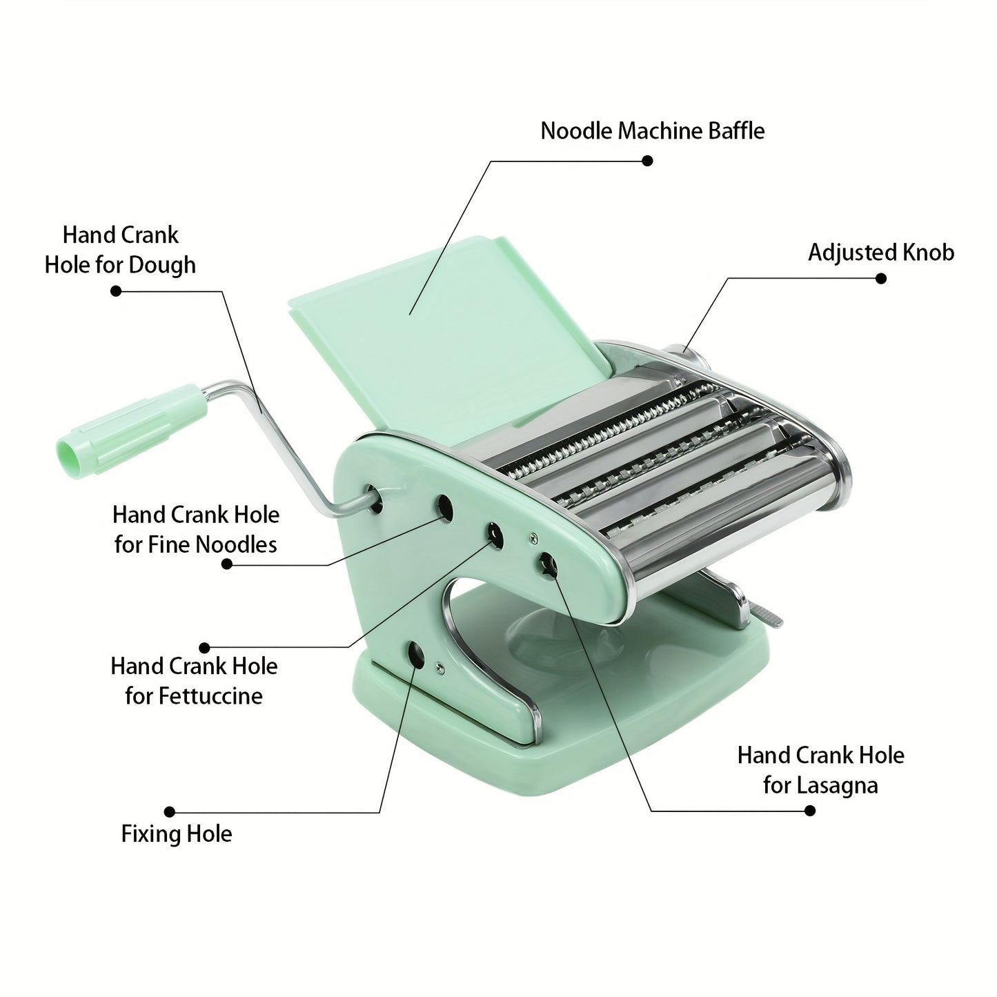 Pasta Maker Machine, With 6 Adjustable Thickness Settings