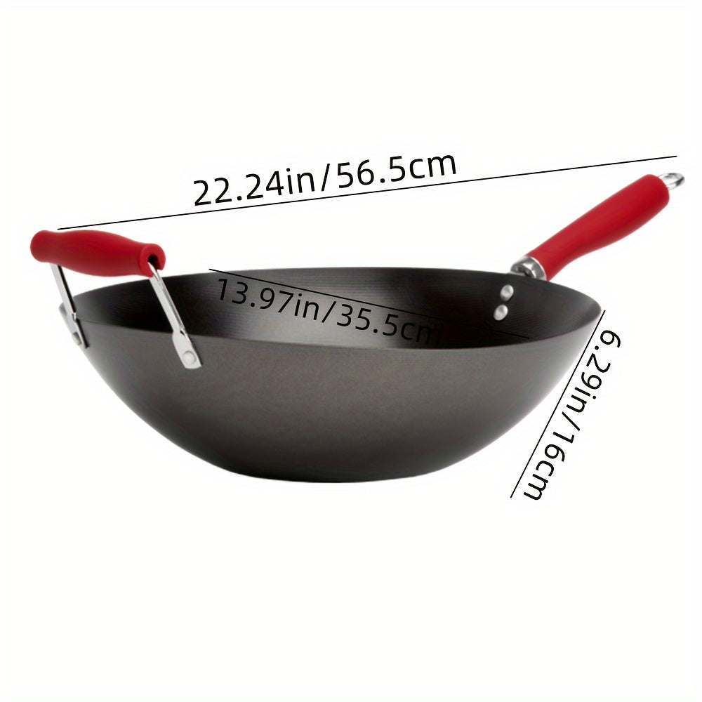 Large 14-Inch Carbon Steel Non-Stick Stir Fry Pan/Wok