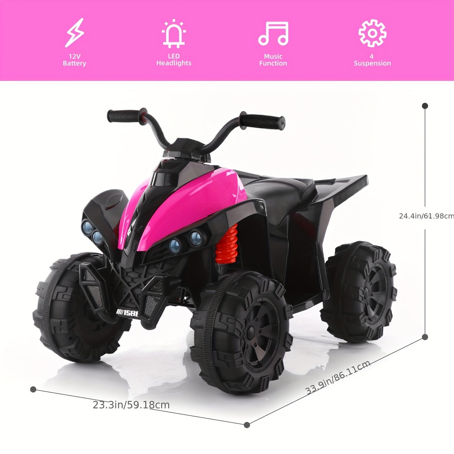 Kids Electric Ride On 4 Wheelers, All Terrain Tires